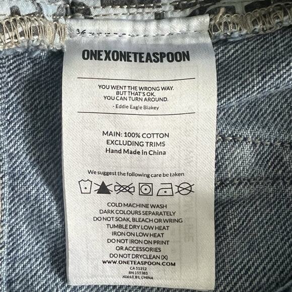 One Teaspoon Hawks High Waist Raw Hem Distressed Denim Jean Shorts - Picture 7 of 7